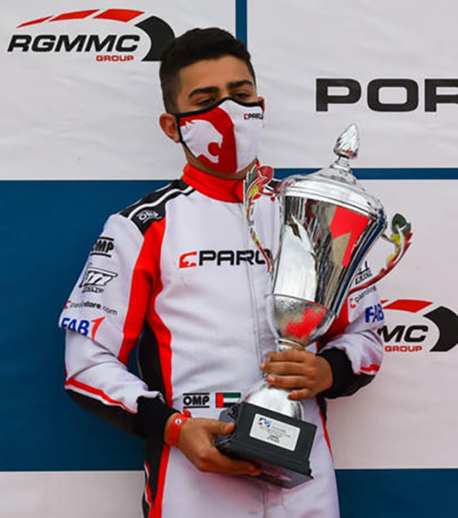 Rashid Al Dhaheri continues new racing season with sensational OK-Junior victory in wet conditions in WSK Euro Series