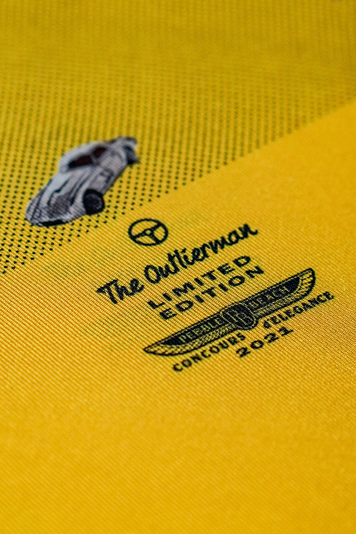 THE LIMITED EDITION 2021 PEBBLE BEACH CONCOURS D’ELEGANCE TIE, CELEBRATING LEGENDARY COACHBUILER PININFARINA, IS NOW AVAILABLE TO PRE-ORDER FROM THE OUTLIERMAN