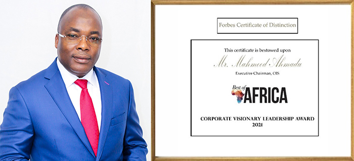 Mahmood Ahmadu led OIS wins Corporate Visionary Leadership Award, at the FORBES Best of Africa Awards, organized by FORBES and FIN International