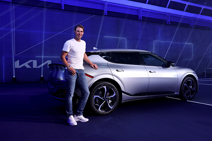 Kia global ambassador Rafael Nadal will increase use of electrical vehicles with new EV6 crossover