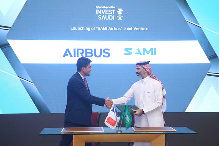 شركة SAMI توقّع اتفاقية مشروع مشترك مع إيرباص لإنشاء كيان سعودي رائد في الصيانة والإصلاح والعَمرة وخدمات الطيران العسكري