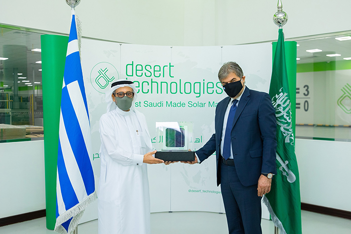 The Head of the Greek Trade Office visits the Desert Technologies Factory in Jeddah