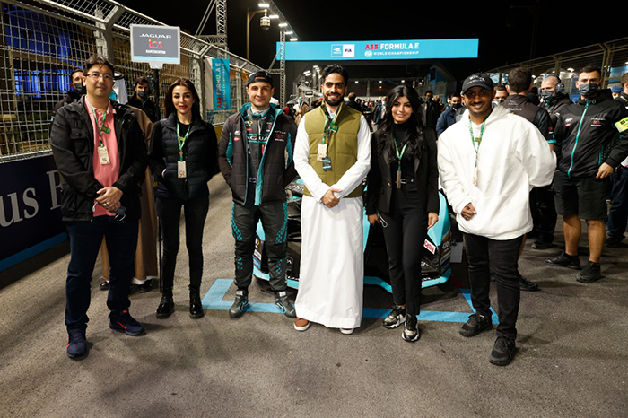 Saudi Jaguar hosts a group of media at the Formula E race in Diriyah