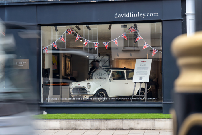 David Brown Automotive partner with LINLEY to display Mini Remastered in London for Platinum Jubilee