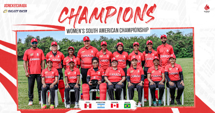 Canadian Women’s National Cricket Team Sponsored By UAE Based Transmedia Powerhouse Galaxy Racer, Celebrate Win At The 2022 Women’s South American Cricket Championship
