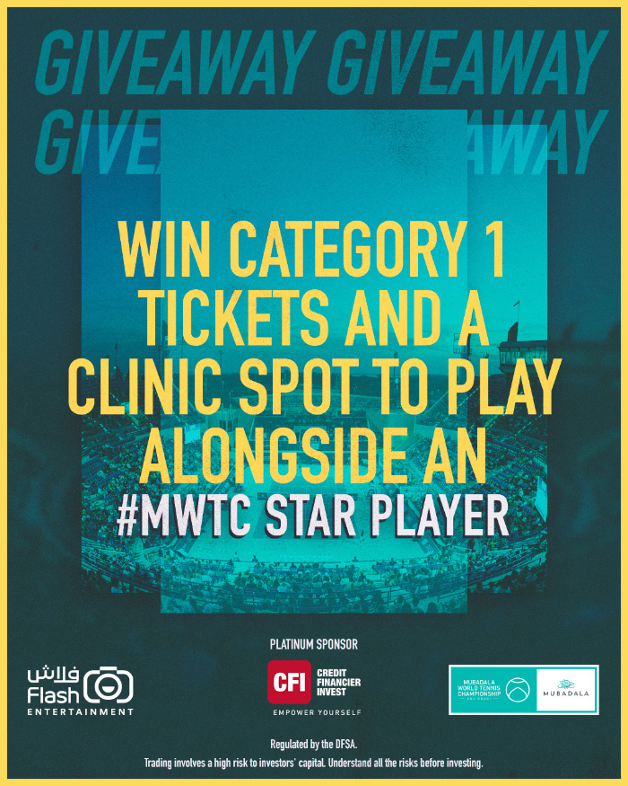 CFI TO OFFER ONE LUCKY WINNER A COACHING CLINIC WITH THE STARS AT THIS MONTH’S MUBADALA WORLD TENNIS CHAMPIONSHIP