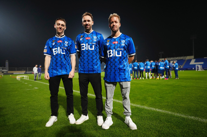 FORMULA E RACING DRIVERS SAM BIRD, RENÉ RAST AND JAKE HUGHES MEET WITH PLAYERS FROM SAUDI PRO LEAGUE CHAMPIONS AL HILAL AHEAD OF 2023 CORE DIRIYAH E-PRIX