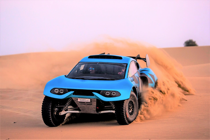 Arrival of the supercar in a world of its own . . Prodrive Hunter at home in the Rub Al Khali as it is downtown