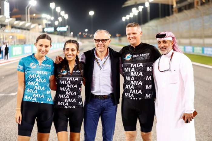 Miami Grand Prix & Formula 1® personnel cycle Bahrain International Circuit to raise money for Dolphins Challenge Cancer charity