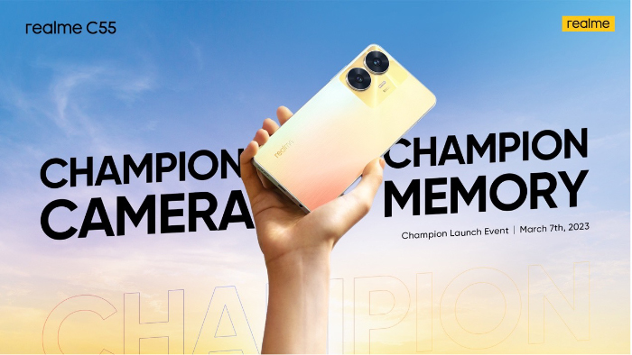 With Champion 256GB Storage and 64MP Camera，realme will launch C55 NFC on 12th of March in KSA