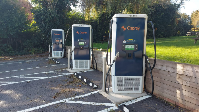 New rapid EV charging site opened at The Plough Inn pub and restaurant in Milton Keynes by Osprey Charging Network, supports critical public charging infrastructure