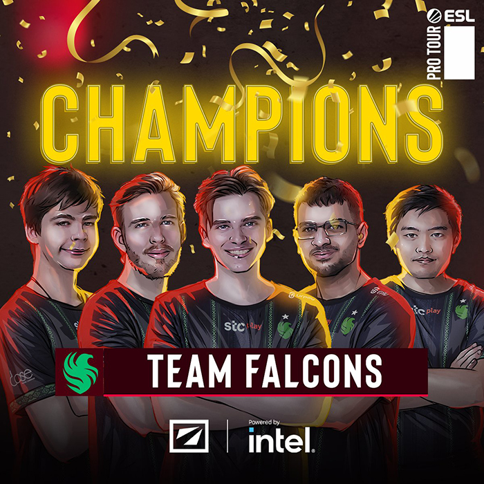 The Saudi Arabian “Team Falcons” crowned Champions at DreamLeague Season 22 powered by Intel®, winning over 1 million Riyals
