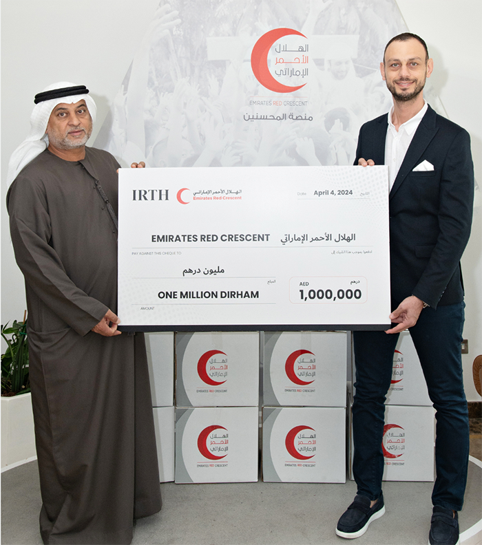 Dubai Real Estate Developer IRTH Donates One Million AED to Emirates Red Crescent on Behalf of its Agents