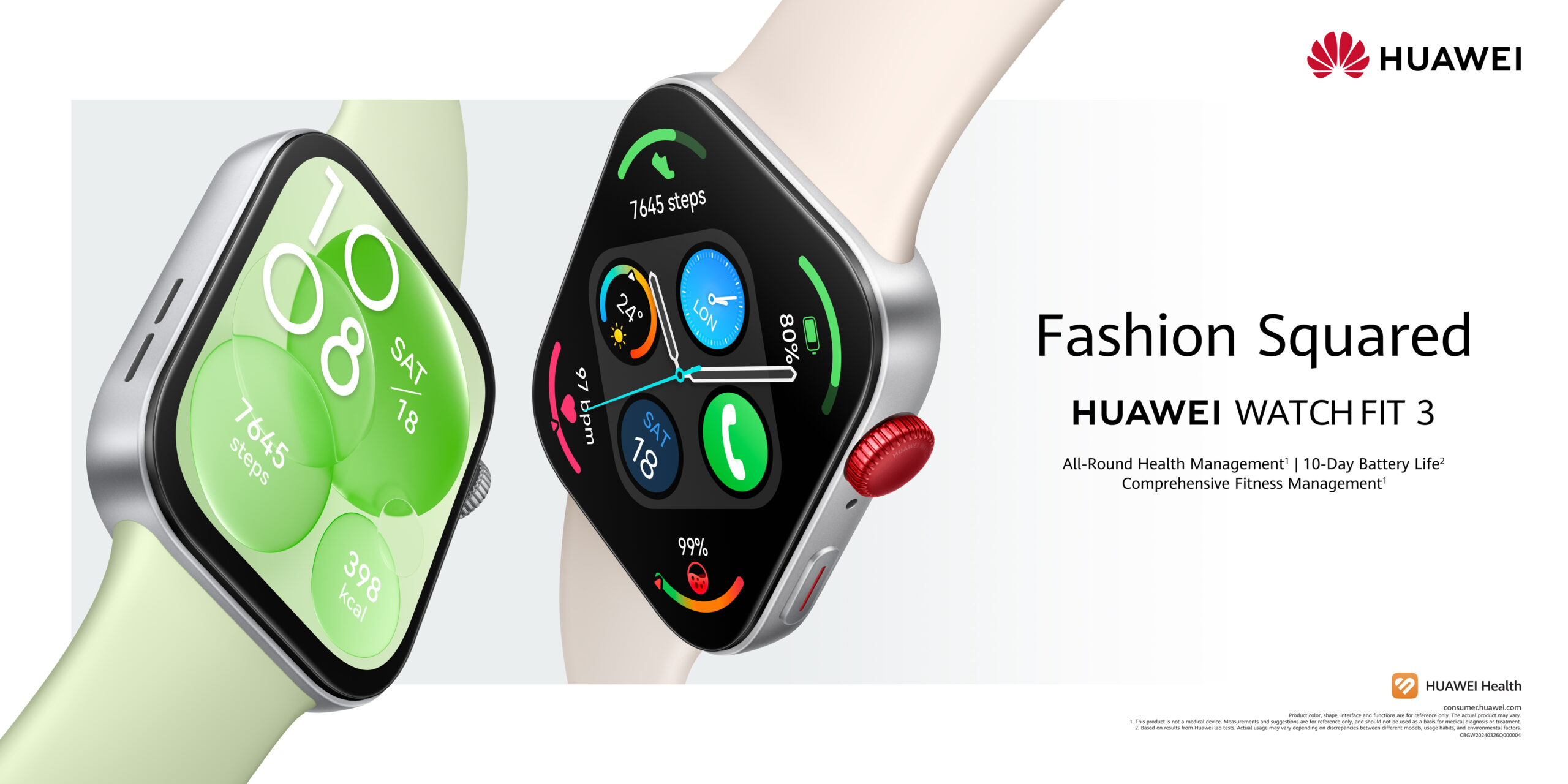 Square Up to Style: HUAWEI WATCH FIT 3 Available Now for Pre-Order