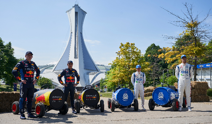 Formula One Drivers Try To Finish On Top, Downhill: Max, Checo, Yuki and Daniel Race Soapboxes Ahead of Canada GP