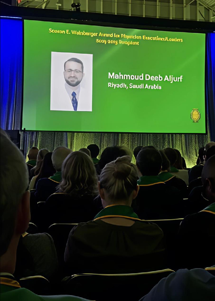 Dr. Aljurf, the first non-U.S. physician to receive the ACP’s Steven E. Weinberger Award